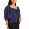 Halbtransparentes Damen Chiffon Shirt Halbarm Marine