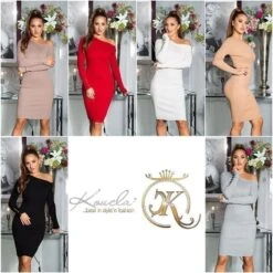 Knielanges Damen Langarm Strickkleid Mit Deko-Knöpfen Cappuccino -Look Motto Verkäufe knielanges damen langarm strickkleid mit deko knoepfen cappuccino8