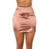 Kurzer Damen Satin Minirock Mit Schlitz Braun -Look Motto Verkäufe kurzer damen satin minirock mit schlitz braun2