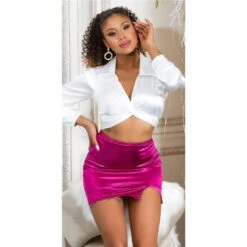 Kurzer Damen Satin Minirock Mit Schlitz Pink -Look Motto Verkäufe kurzer damen satin minirock mit schlitz pink6
