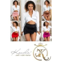 Kurzer Damen Satin Minirock Mit Schlitz Rot -Look Motto Verkäufe kurzer damen satin minirock mit schlitz rot8