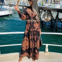 Langes Damen Sommer Maxikleid Mit Paisley-Muster Schwarz/Braun 11 Langes Damen Sommer Maxikleid Mit Paisley-Muster Schwarz/Braun -Look Motto Verkäufe langes damen sommer maxikleid mit paisley muster schwarz braun6