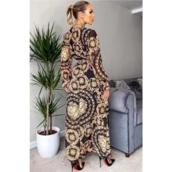 Langes Damen Sommer Maxikleid Mit Paisley-Muster Schwarz/Gold 8 Langes Damen Sommer Maxikleid Mit Paisley-Muster Schwarz/Gold -Look Motto Verkäufe langes damen sommer maxikleid mit paisley muster schwarz gold3