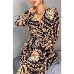 Langes Damen Sommer Maxikleid Mit Paisley-Muster Schwarz/Gold 9 Langes Damen Sommer Maxikleid Mit Paisley-Muster Schwarz/Gold -Look Motto Verkäufe langes damen sommer maxikleid mit paisley muster schwarz gold4