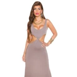 Langes Goddess-Look Maxi-Abendkleid Mit Cut-Outs Cappuccino -Look Motto Verkäufe langes goddess look maxi abendkleid mit cut outs cappuccino4
