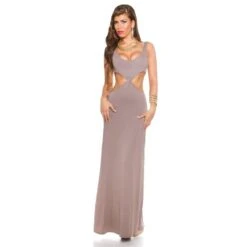 Langes Goddess-Look Maxi-Abendkleid Mit Cut-Outs Cappuccino -Look Motto Verkäufe langes goddess look maxi abendkleid mit cut outs cappuccino6