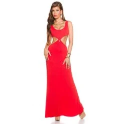 Langes Goddess-Look Maxi-Abendkleid Mit Cut-Outs Rot