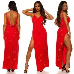 Red-Carpet-Look Träger-Partykleid Mit Hohem Schlitz Rot 11 Red-Carpet-Look Träger-Partykleid Mit Hohem Schlitz Rot -Look Motto Verkäufe red carpet look traeger partykleid mit hohem schlitz rot6