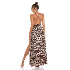 Rückenfreies Damen Träger-Maxikleid Mit Animalprint Leopard -Look Motto Verkäufe rueckenfreies damen traeger maxikleid mit animalprint leopard8