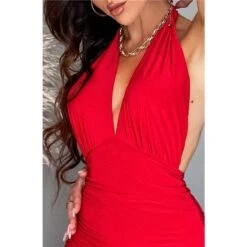 Rückenfreies Neckholder Bodycon Party Minikleid Rot -Look Motto Verkäufe rueckenfreies neckholder bodycon party minikleid rot6