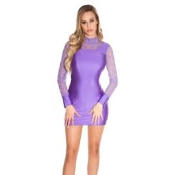Schimmerndes Langarm Minikleid Mit Spitze Und Raffungen Lila 11 Schimmerndes Langarm Minikleid Mit Spitze Und Raffungen Lila -Look Motto Verkäufe schimmerndes langarm minikleid mit spitze und raffungen lila4