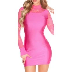 Schimmerndes Langarm Minikleid Mit Spitze Und Raffungen Pink 12 Schimmerndes Langarm Minikleid Mit Spitze Und Raffungen Pink -Look Motto Verkäufe schimmerndes langarm minikleid mit spitze und raffungen pink5