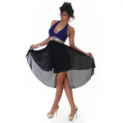 Sexy Abendkleid Mit Chiffon Schleier Und Pailletten Blau/Schwarz -Look Motto Verkäufe sexy abendkleid mit chiffon schleier und pailletten blau schwarz3