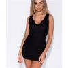 Sexy ärmelloses Bodycon Minikleid Feinrippstrick Schwarz -Look Motto Verkäufe sexy aermelloses bodycon minikleid feinrippstrick schwarz