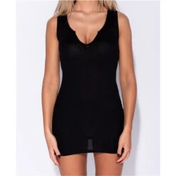 Sexy ärmelloses Bodycon Minikleid Feinrippstrick Schwarz -Look Motto Verkäufe sexy aermelloses bodycon minikleid feinrippstrick schwarz3