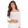 Sexy Bauchfreies Damen Chiffon Crop Top Latina-Style Cremeweiß -Look Motto Verkäufe sexy bauchfreies damen chiffon crop top latina style cremeweiss