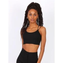 Sexy Bauchfreies Damen Top Mit Gekreuzten Trägern Schwarz