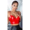 Sexy Bauchfreies Damen Träger Bustier-Top In Wetlook Rot -Look Motto Verkäufe sexy bauchfreies damen traeger bustier top in wetlook rot