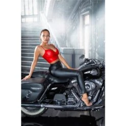 Sexy Bauchfreies Damen Träger Bustier-Top In Wetlook Rot -Look Motto Verkäufe sexy bauchfreies damen traeger bustier top in wetlook rot4