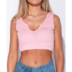 Sexy Bauchfreies Damen Träger-Top Rippstrick Rosa -Look Motto Verkäufe sexy bauchfreies damen traeger top rippstrick rosa4