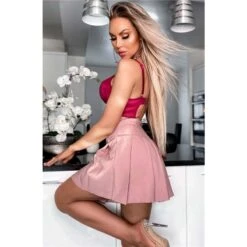 Sexy Damen A-Linien Falten-Minirock Mauve -Look Motto Verkäufe sexy damen a linien falten minirock mauve3