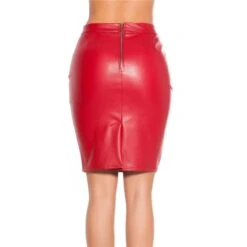 Sexy Damen Bleistiftrock Pencilrock Aus Leder-Imitat Rot -Look Motto Verkäufe sexy damen bleistiftrock pencilrock aus leder imitat rot3
