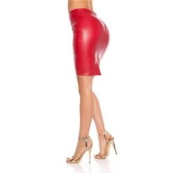 Sexy Damen Bleistiftrock Pencilrock Aus Leder-Imitat Rot -Look Motto Verkäufe sexy damen bleistiftrock pencilrock aus leder imitat rot5