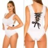 Sexy Damen Body-Top Mit Schnürung Am Rücken Weiß -Look Motto Verkäufe sexy damen body top mit schnuerung am ruecken weiss