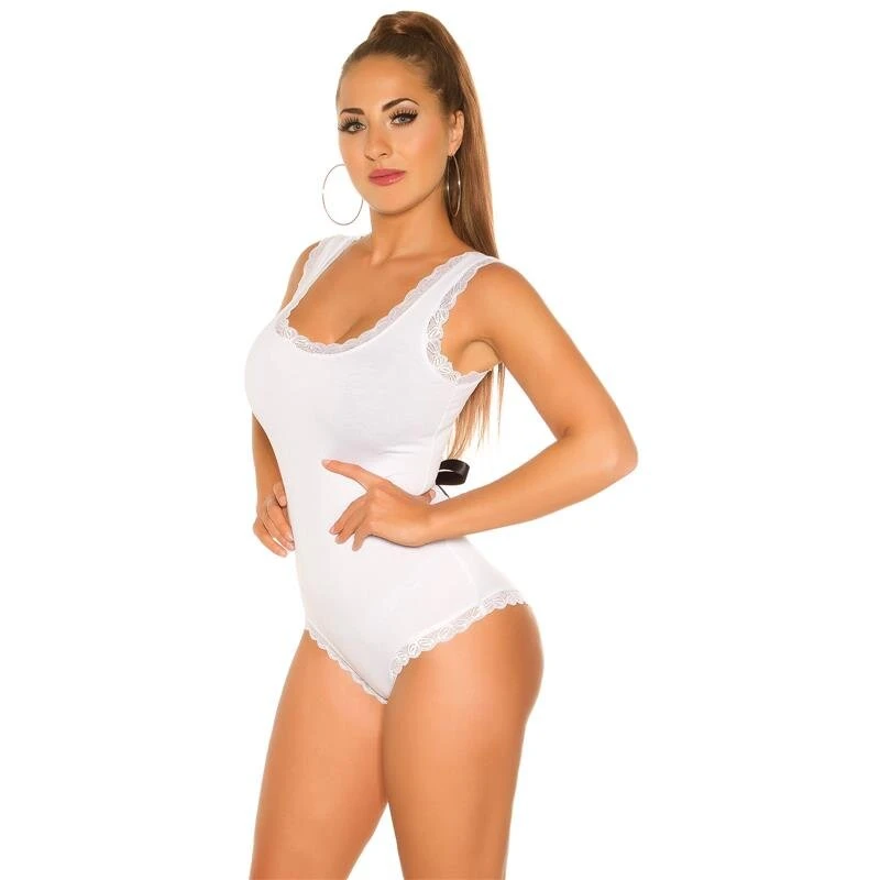 Sexy Damen Body-Top Mit Schnürung Am Rücken Weiß 7 Sexy Damen Body-Top Mit Schnürung Am Rücken Weiß – Bild 5