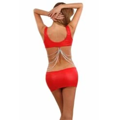 Sexy Damen Gogo Minikleid Wetlook Mit Ketten Rot -Look Motto Verkäufe sexy damen gogo minikleid wetlook mit ketten rot3