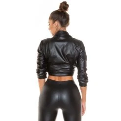 Sexy Damen Kunstleder Langarm Bluse Zum Binden Schwarz -Look Motto Verkäufe sexy damen kunstleder langarm bluse zum binden schwarz5