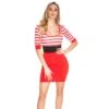 Sexy Damen Kurzarm Minikleid In Marine-Look Gestreift Rot -Look Motto Verkäufe sexy damen kurzarm minikleid in marine look gestreift rot