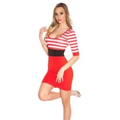 Sexy Damen Kurzarm Minikleid In Marine-Look Gestreift Rot -Look Motto Verkäufe sexy damen kurzarm minikleid in marine look gestreift rot4