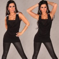 Sexy Damen Long-Top Wasserfall-Look Strass-Optik Schwarz 7 Sexy Damen Long-Top Wasserfall-Look Strass-Optik Schwarz -Look Motto Verkäufe sexy damen long top wasserfall look strass optik schwarz3