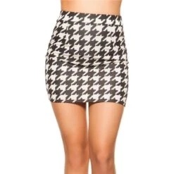 Sexy Damen Minirock Mit Hahnentrittmuster Schwarz/Weiß