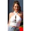 Sexy Damen Neckholder Feinripp Crop-Top Weiß -Look Motto Verkäufe sexy damen neckholder feinripp crop top weiss
