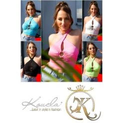 Sexy Damen Neckholder Feinripp Crop-Top Weiß -Look Motto Verkäufe sexy damen neckholder feinripp crop top weiss7