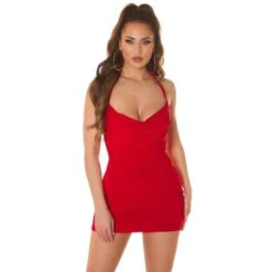 Sexy Damen Party Minikleid Mit Wasserfallausschnitt Rot -Look Motto Verkäufe sexy damen party minikleid mit wasserfallausschnitt rot5