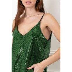 Sexy Damen Party Pailletten-Trägertop Grün -Look Motto Verkäufe sexy damen party pailletten traegertop gruen3