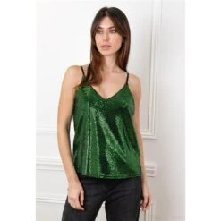 Sexy Damen Party Pailletten-Trägertop Grün -Look Motto Verkäufe sexy damen party pailletten traegertop gruen4