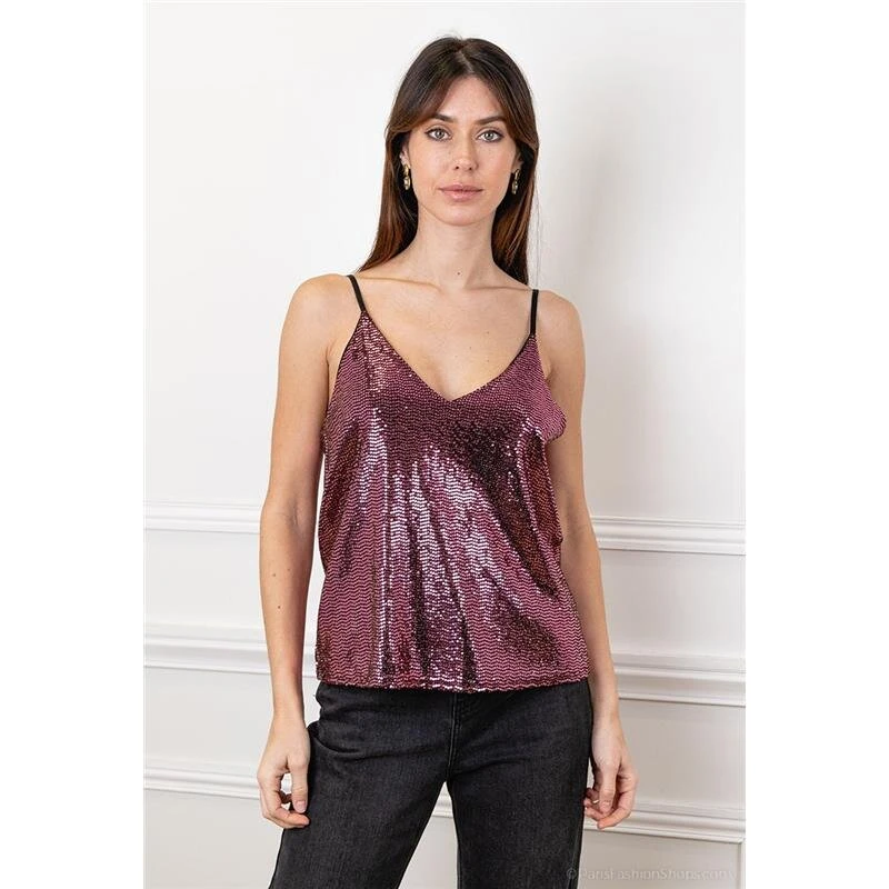 Sexy Damen Party Pailletten-Trägertop Pink 3 Sexy Damen Party Pailletten-Trägertop Pink