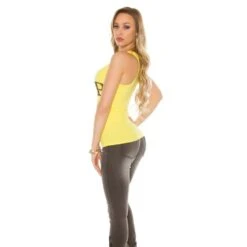 Sexy Damen Tanktop Mit Aufschrift "VIP" Und Strass Gelb -Look Motto Verkäufe sexy damen tanktop mit aufschrift vip und strass gelb5