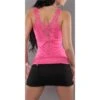 Sexy Damen Träger-Top Mit Häkelspitze Am Rücken Pink -Look Motto Verkäufe sexy damen traeger top mit haekelspitze am ruecken pink