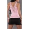 Sexy Damen Träger-Top Mit Häkelspitze Am Rücken Rosa -Look Motto Verkäufe sexy damen traeger top mit haekelspitze am ruecken rosa