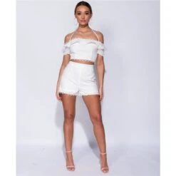 Sexy Damen Zweiteiler Sommer Crop Top Und Shorts Weiß 12 Sexy Damen Zweiteiler Sommer Crop Top Und Shorts Weiß -Look Motto Verkäufe sexy damen zweiteiler sommer crop top und shorts weiss3