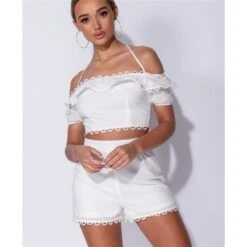 Sexy Damen Zweiteiler Sommer Crop Top Und Shorts Weiß 15 Sexy Damen Zweiteiler Sommer Crop Top Und Shorts Weiß -Look Motto Verkäufe sexy damen zweiteiler sommer crop top und shorts weiss6