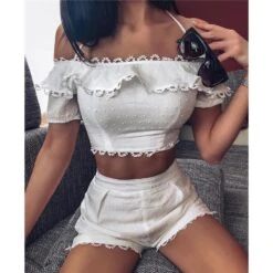 Sexy Damen Zweiteiler Sommer Crop Top Und Shorts Weiß 17 Sexy Damen Zweiteiler Sommer Crop Top Und Shorts Weiß -Look Motto Verkäufe sexy damen zweiteiler sommer crop top und shorts weiss8