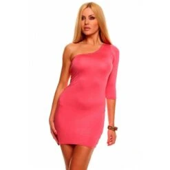 Sexy Einarm-Minikleid Kleid Clubwear Lachs
