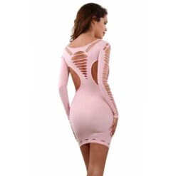 Sexy Gogo Stretch Minikleid Mit Cut-Outs Clubwear Rosa -Look Motto Verkäufe sexy gogo stretch minikleid mit cut outs clubwear rosa3