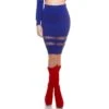 Sexy High-Waist Strick-Rock Mit Transparenten Streifen Royal Blau -Look Motto Verkäufe sexy high waist strick rock mit transparenten streifen royal blau